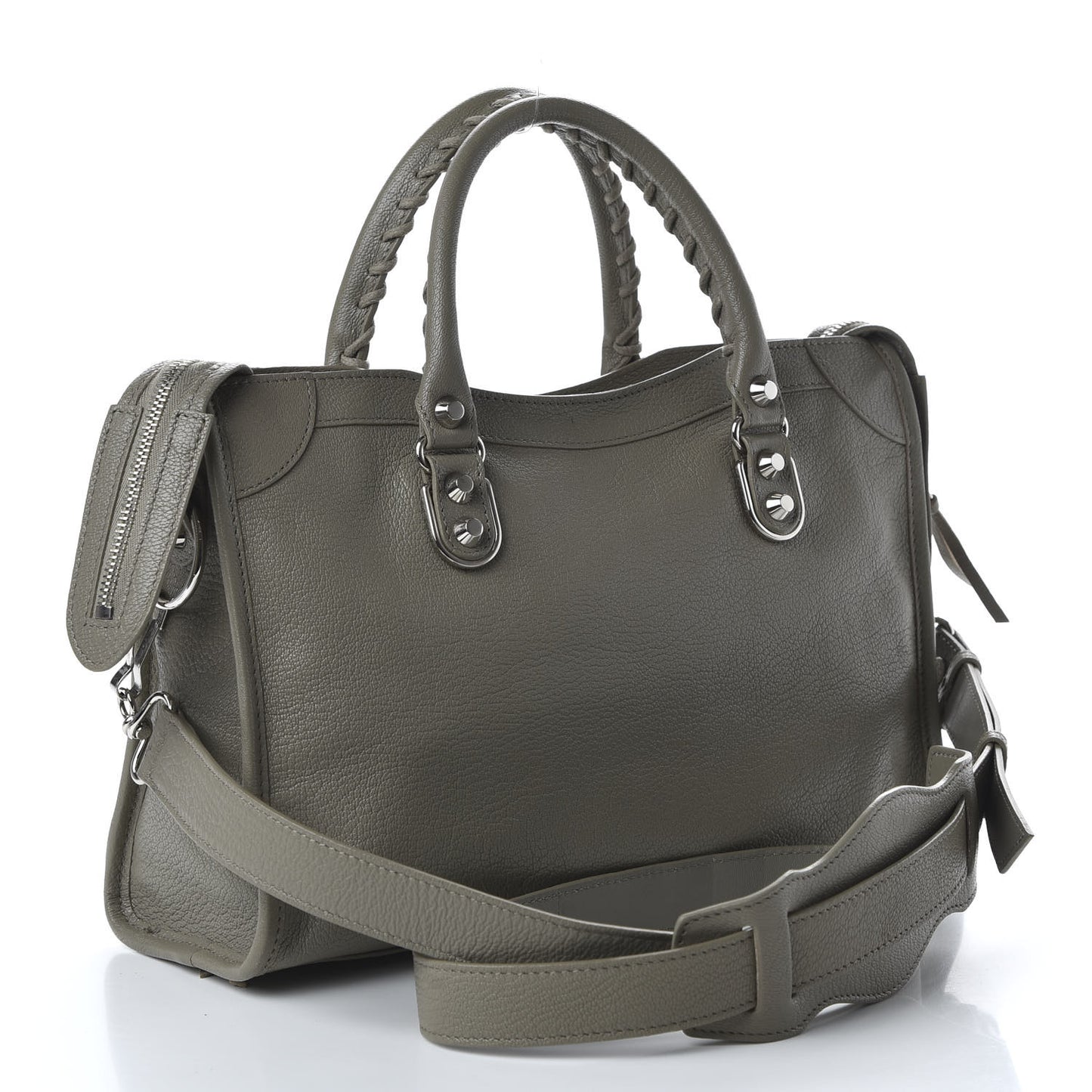 Chevre Silver Metallic Edge Hardware City Gris Taupe