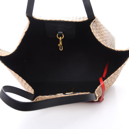 Valentino Garavani Raffia Large Vlogo Escape Shopper Natural Black Rouge 5 of 8