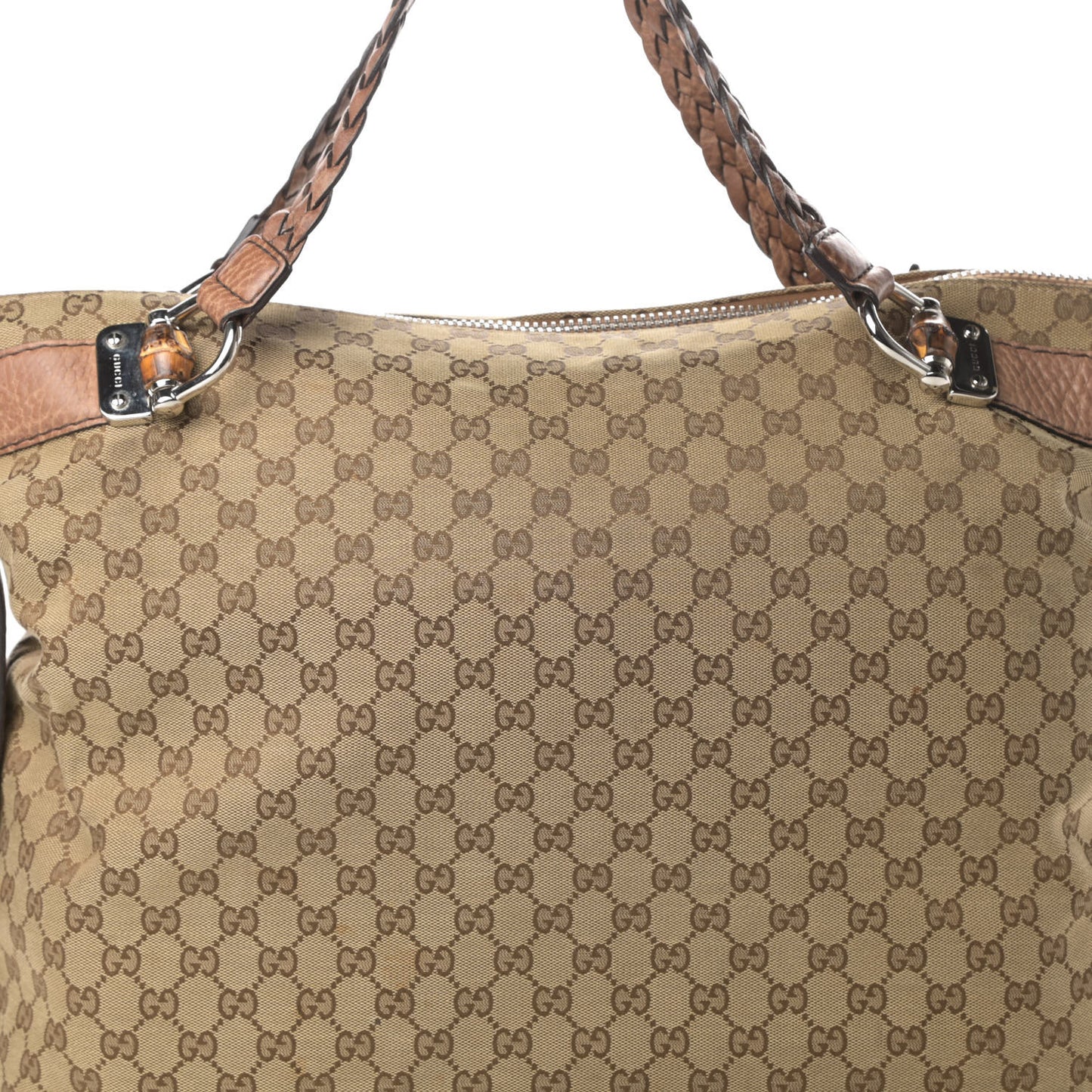 Monogram Large Bamboo Bar Tassel Shoulder Bag Brown