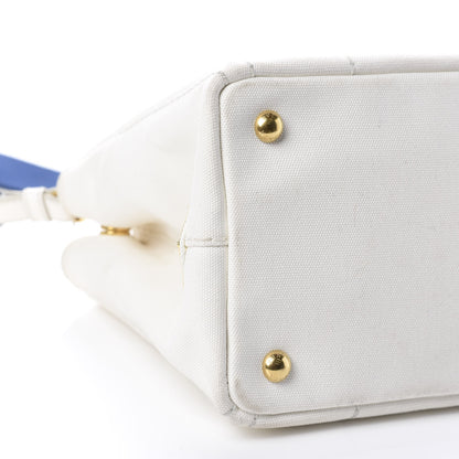 Prada Canapa Small Logo Tote Bianco Blue 6 of 10
