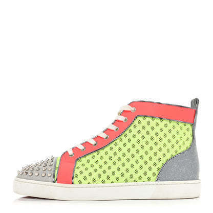 Christian Louboutin Mens Louis Spikes Orlato Flat Glit Sneakers 46 Sun Fluo 1 of 11