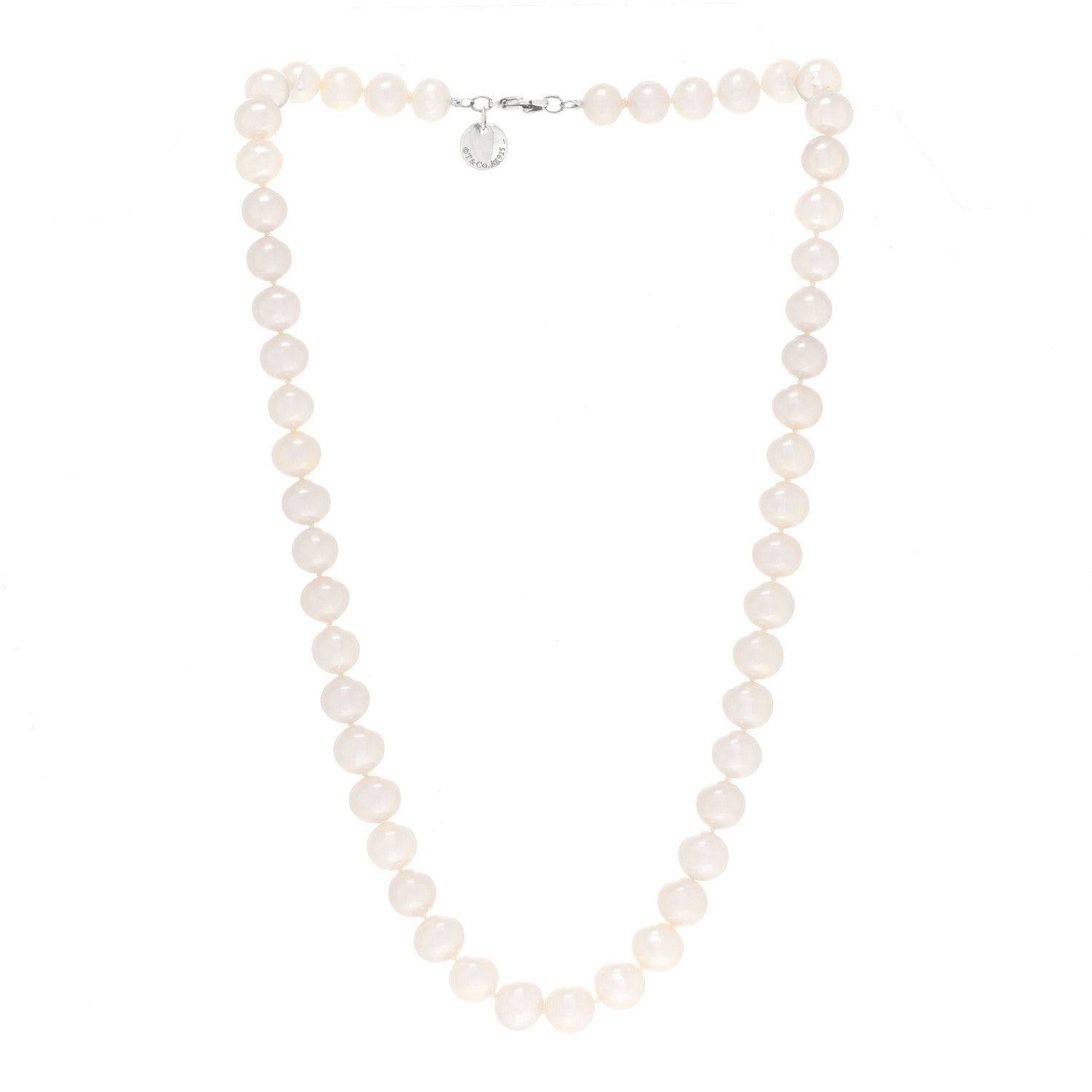 Tiffany Sterling Silver Freshwater Cultured Pearl 9-10mm Ziegfeld Necklace 3 of 4