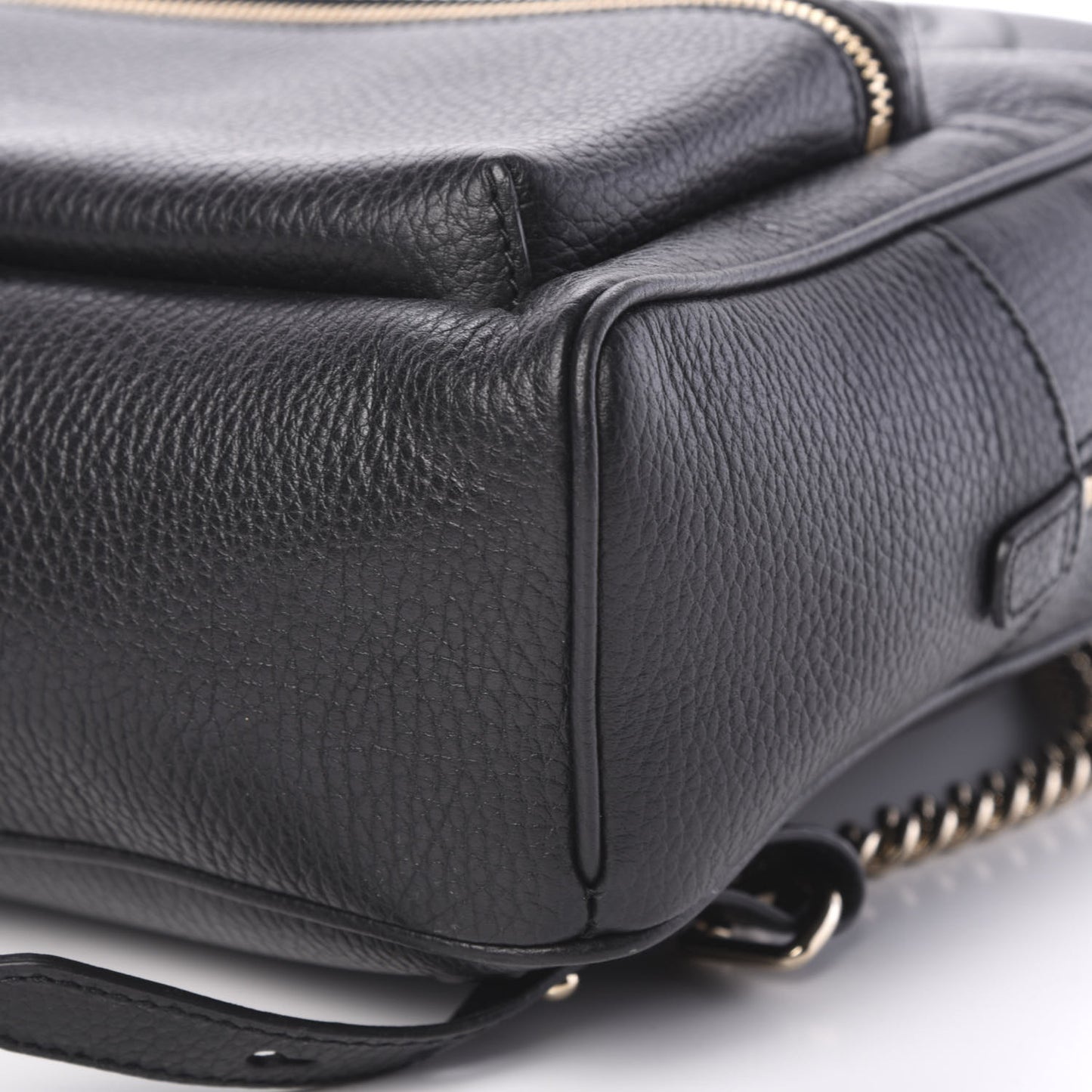 Pebbled Calfskin Soho Chain Backpack Black