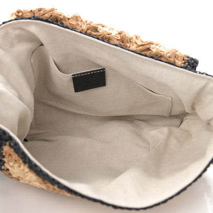 Gucci Raffia Azalea Calfskin Crochet Flower Small GG Marmont Shoulder Bag Natural Ecru Black 5 of 9