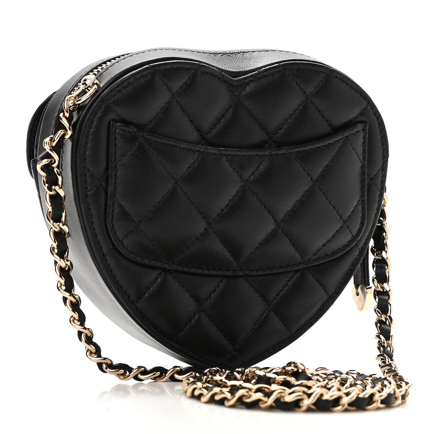 Lambskin Quilted CC In Love Heart Clutch With Chain Black