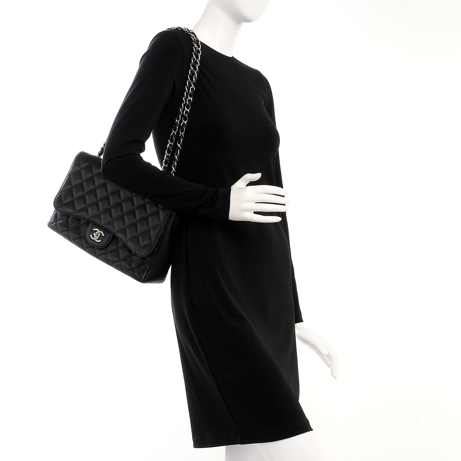 Chanel Caviar Quilted Jumbo Single Flap Black 2 of 7