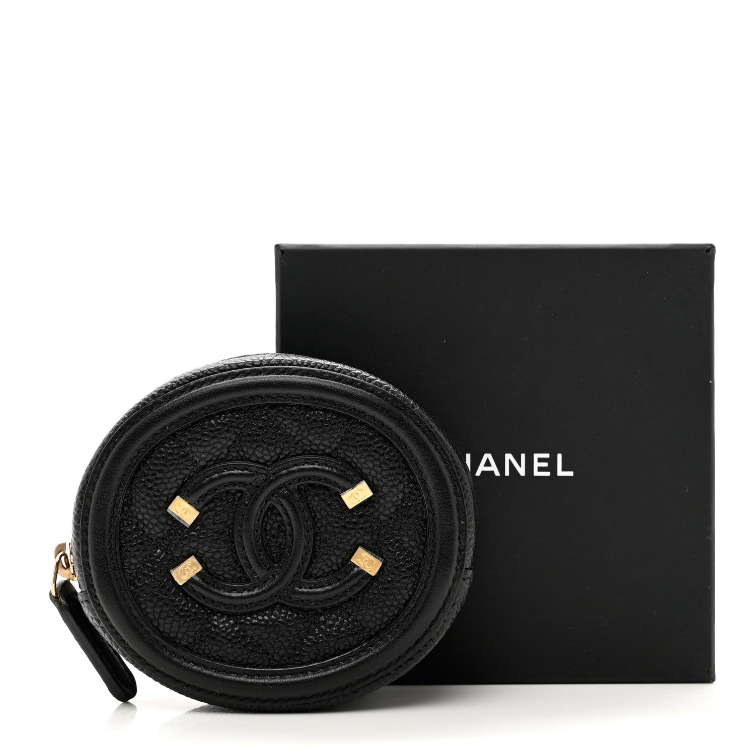 Chanel Caviar Quilted Filigree Zip Around Classic Coin Purse Black 9 of 9