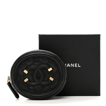 Chanel Caviar Quilted Filigree Zip Around Classic Coin Purse Black 9 of 9