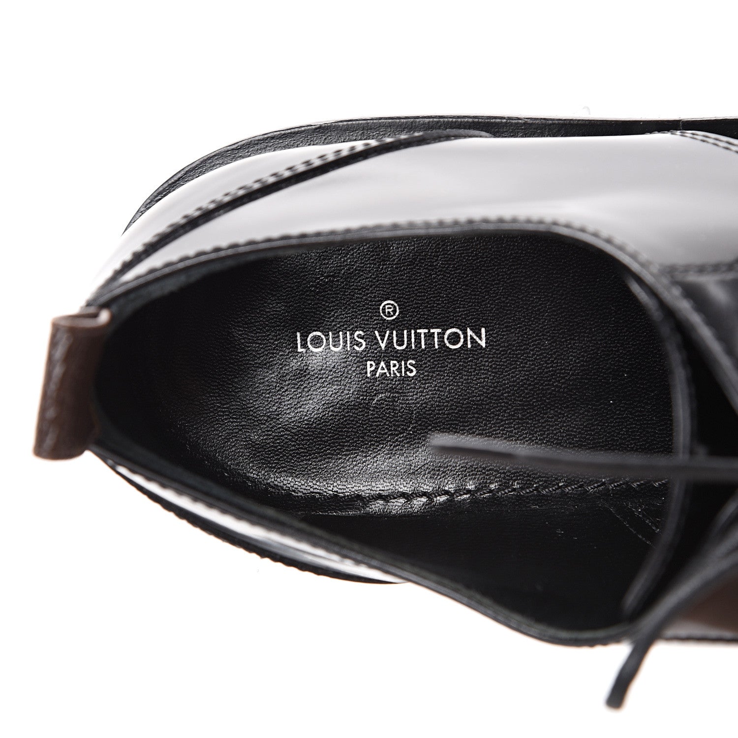Louis Vuitton Patent Calfskin Blooms Flat Derby Platform Shoes 37 Black 7 of 14