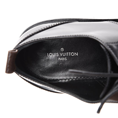 Louis Vuitton Patent Calfskin Blooms Flat Derby Platform Shoes 37 Black 7 of 14