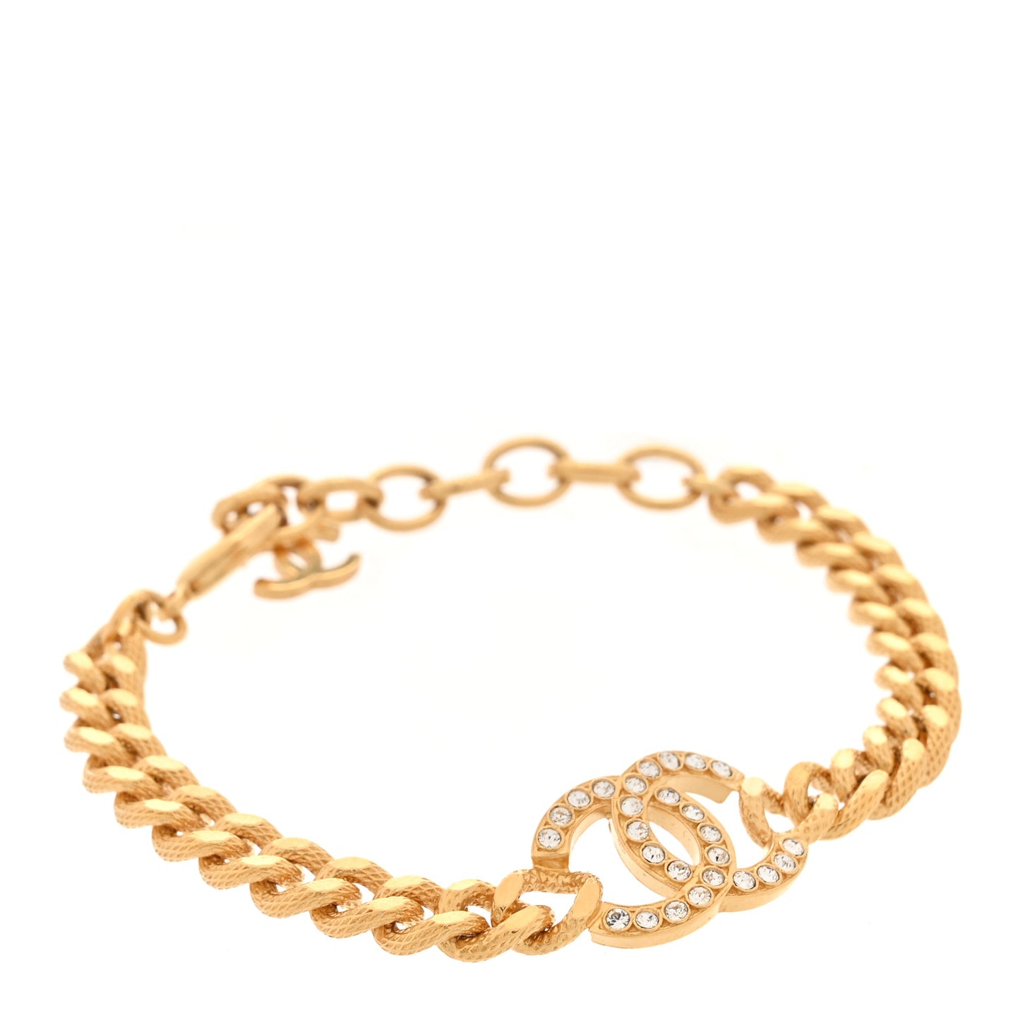 Crystal CC Chain Link Bracelet Gold