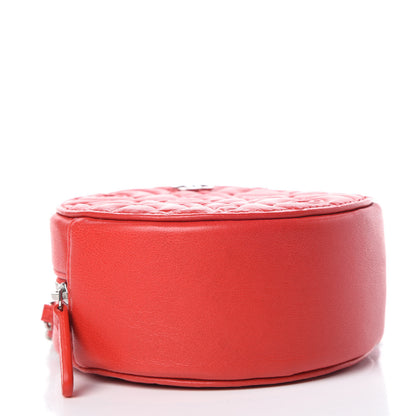 Chanel Lambskin Camellia Quilted Round Clutch With Chain Red 4 of 10