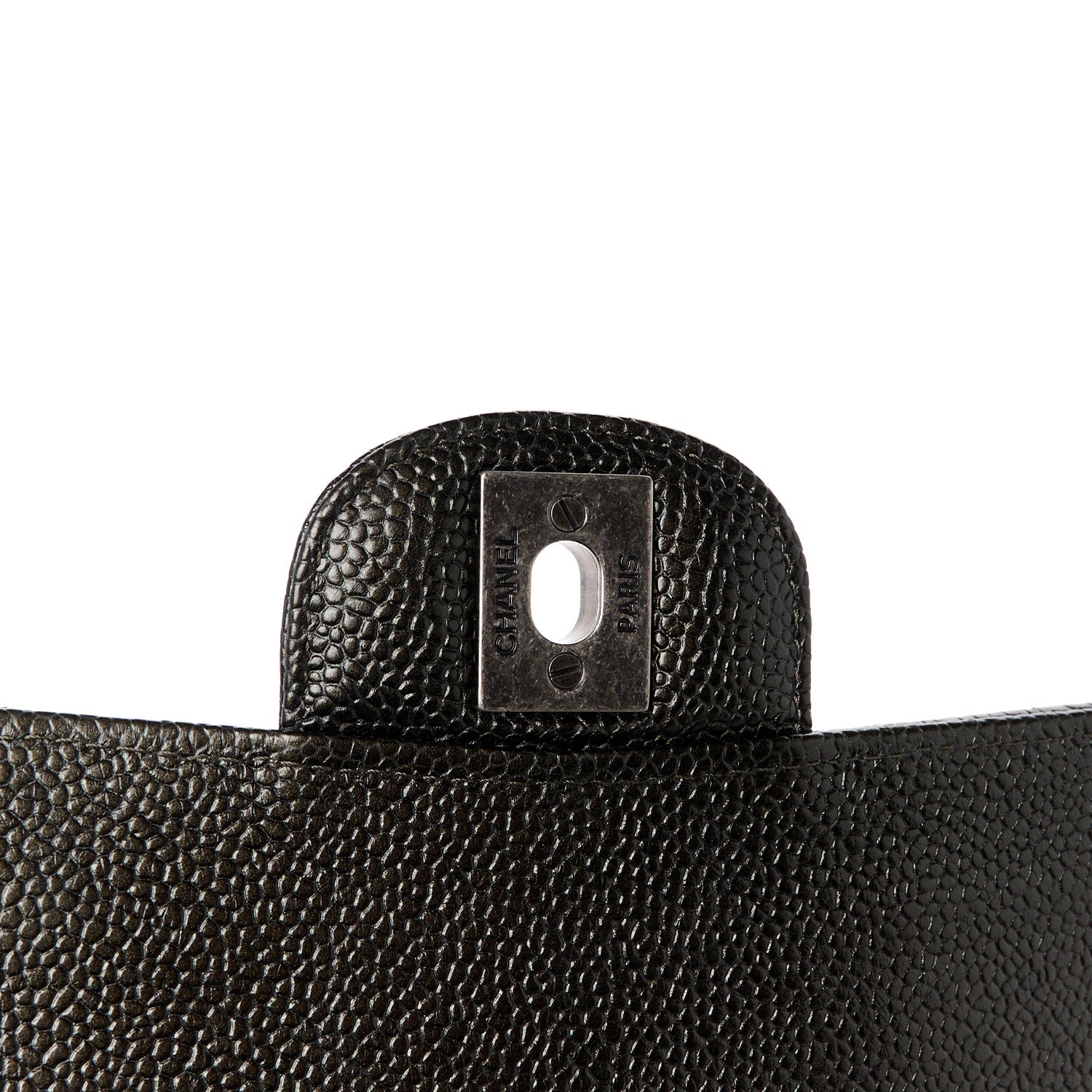Chanel Metallic Caviar Quilted Medium Double Flap Dark Charcoal 6 of 11