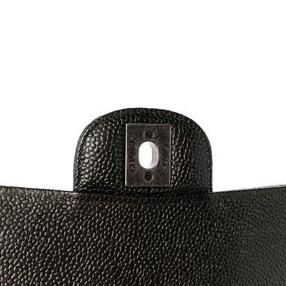Chanel Metallic Caviar Quilted Medium Double Flap Dark Charcoal 6 of 11
