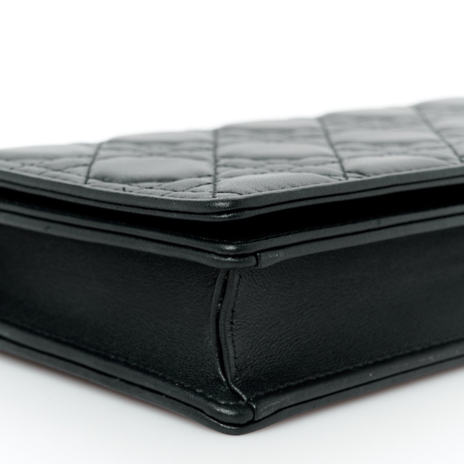 Christian Dior Lambskin Cannage Lady Dior Chain Wallet Black 12 of 14