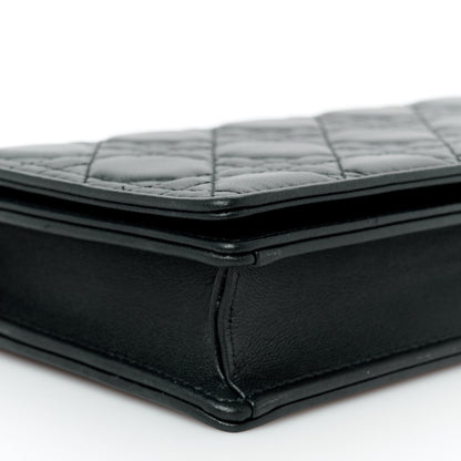 Christian Dior Lambskin Cannage Lady Dior Chain Wallet Black 12 of 14