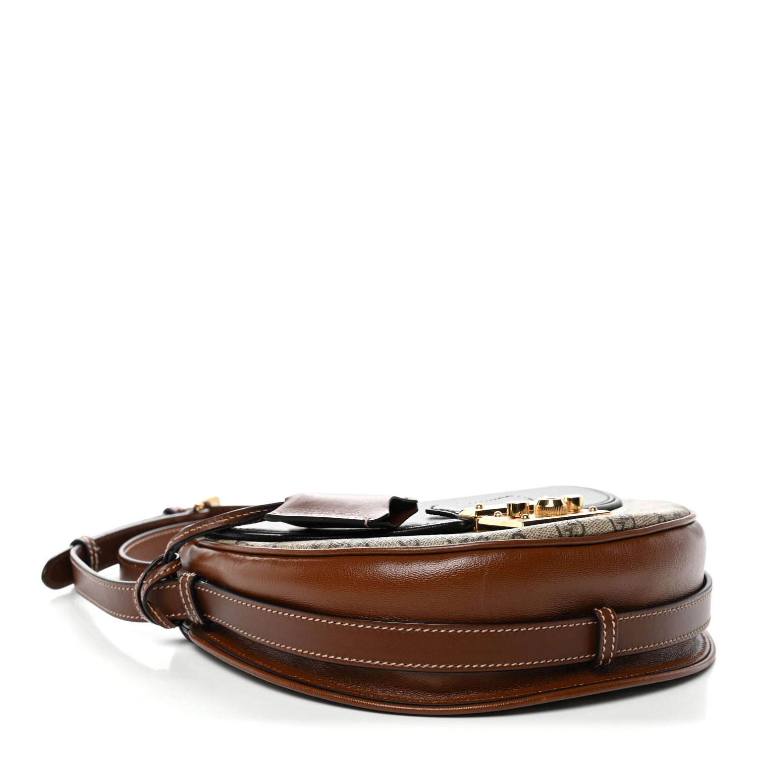 Gucci GG Supreme Monogram Calfskin Small Padlock Messenger Shoulder Bag Beige Black Cuir 4 of 10