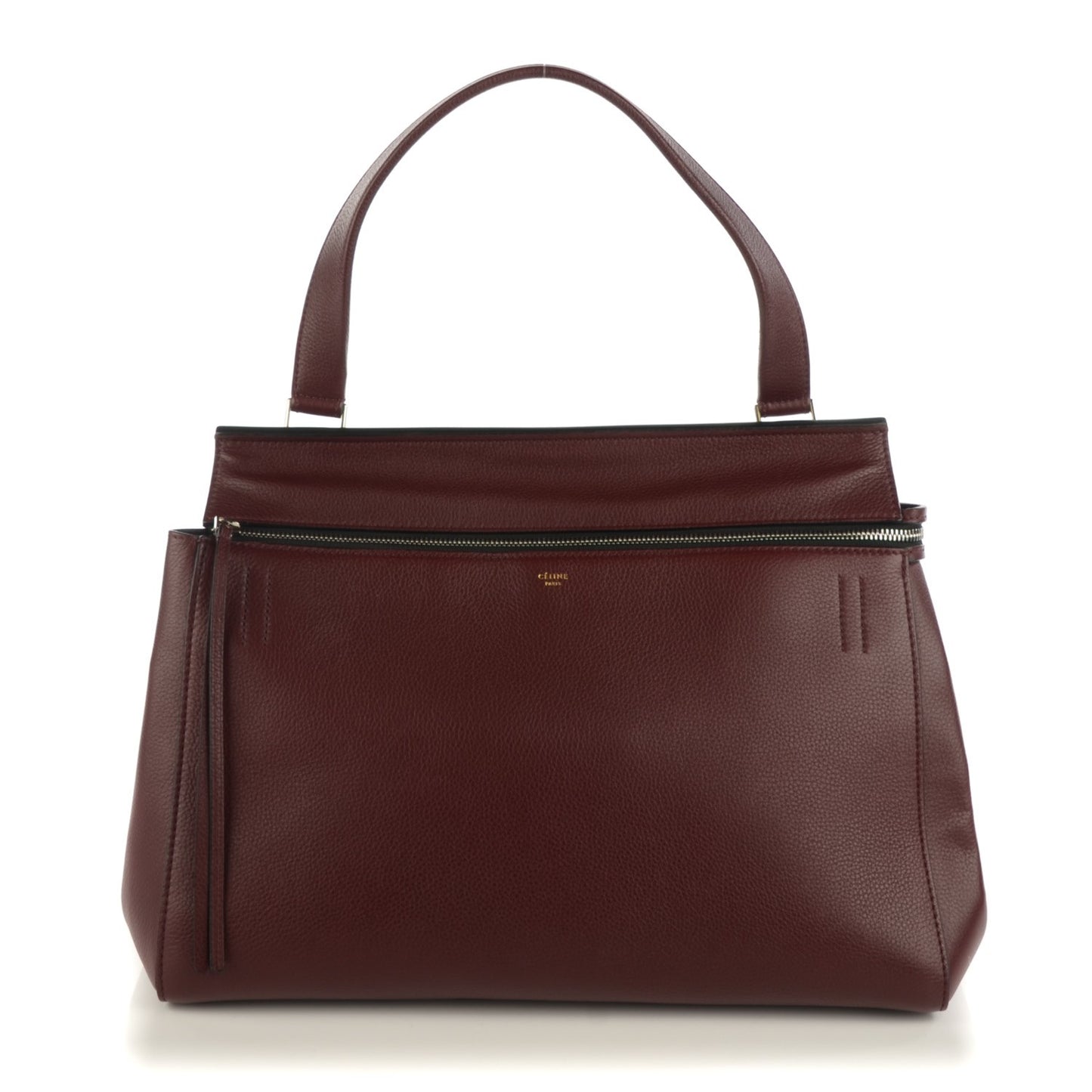 Drummed Calfskin Large Edge Shoulder Bag Burgundy