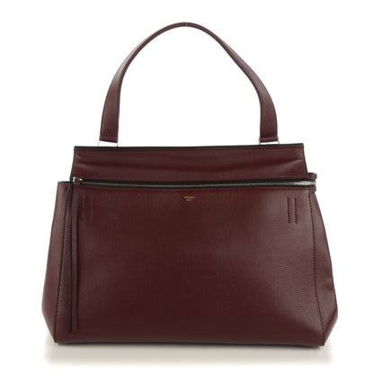 Celine Drummed Calfskin Large Edge Shoulder Bag Burgundy 1 of 7