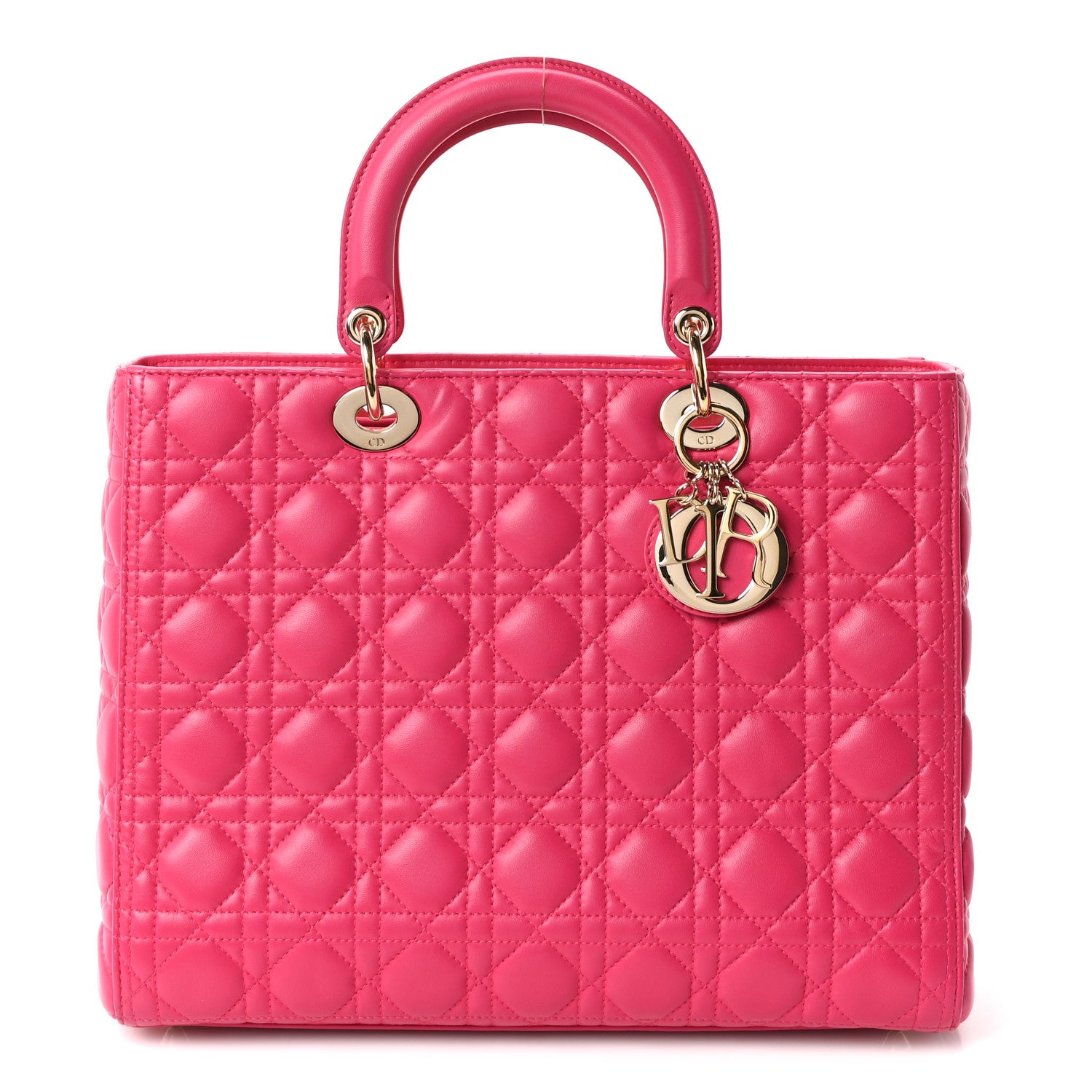 Christian Dior Lambskin Cannage Large Lady Dior Fuchsia 1 of 10