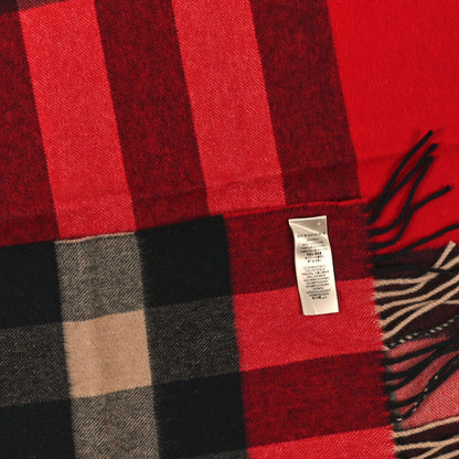 Burberry Wool Half Mega Check Fringe Scarf Military Red 3 of 3