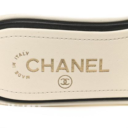 Chanel Lambskin Embroidered Logo Mules 36 Ivory Black 8 of 11