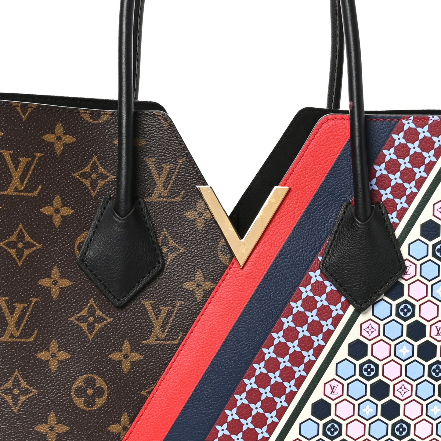 Calfskin Monogram Kimono Tote MM Rouge Navy