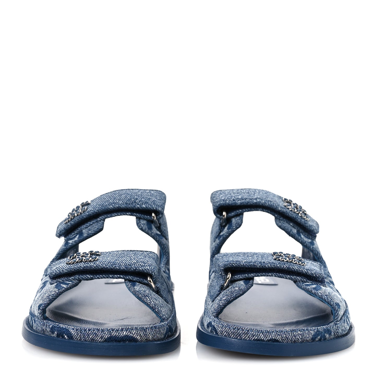 Denim CC Velcro Dad Chain CC Slide Sandals 39 Blue