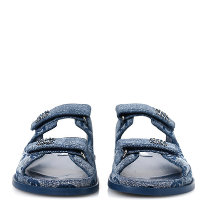 Chanel Denim CC Velcro Dad Chain CC Slide Sandals 39 Blue 3 of 11
