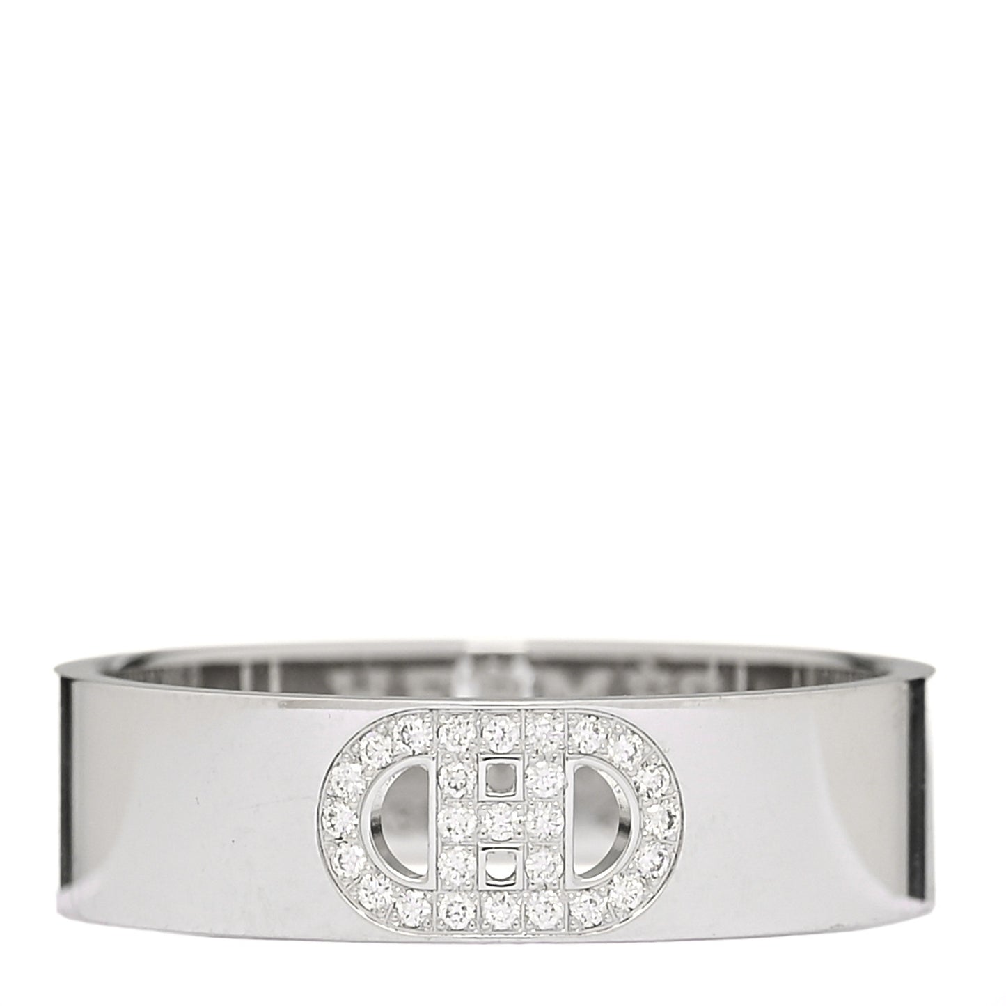 18K White Gold Diamond PM H D'Ancre Ring 57 8