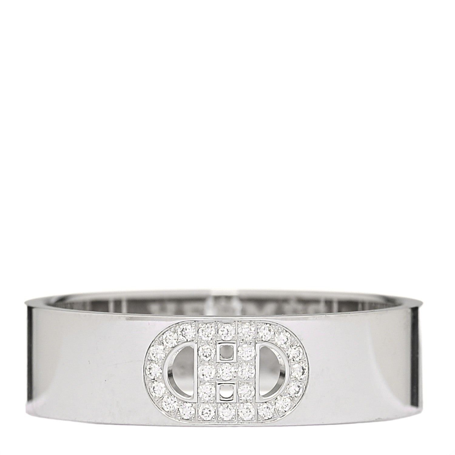 Hermes 18K White Gold Diamond PM H D'Ancre Ring 57 8 1 of 5