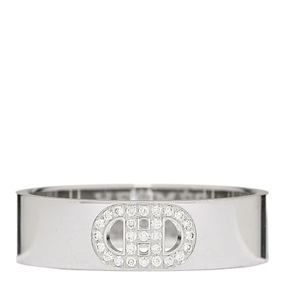 Hermes 18K White Gold Diamond PM H D'Ancre Ring 57 8 1 of 5