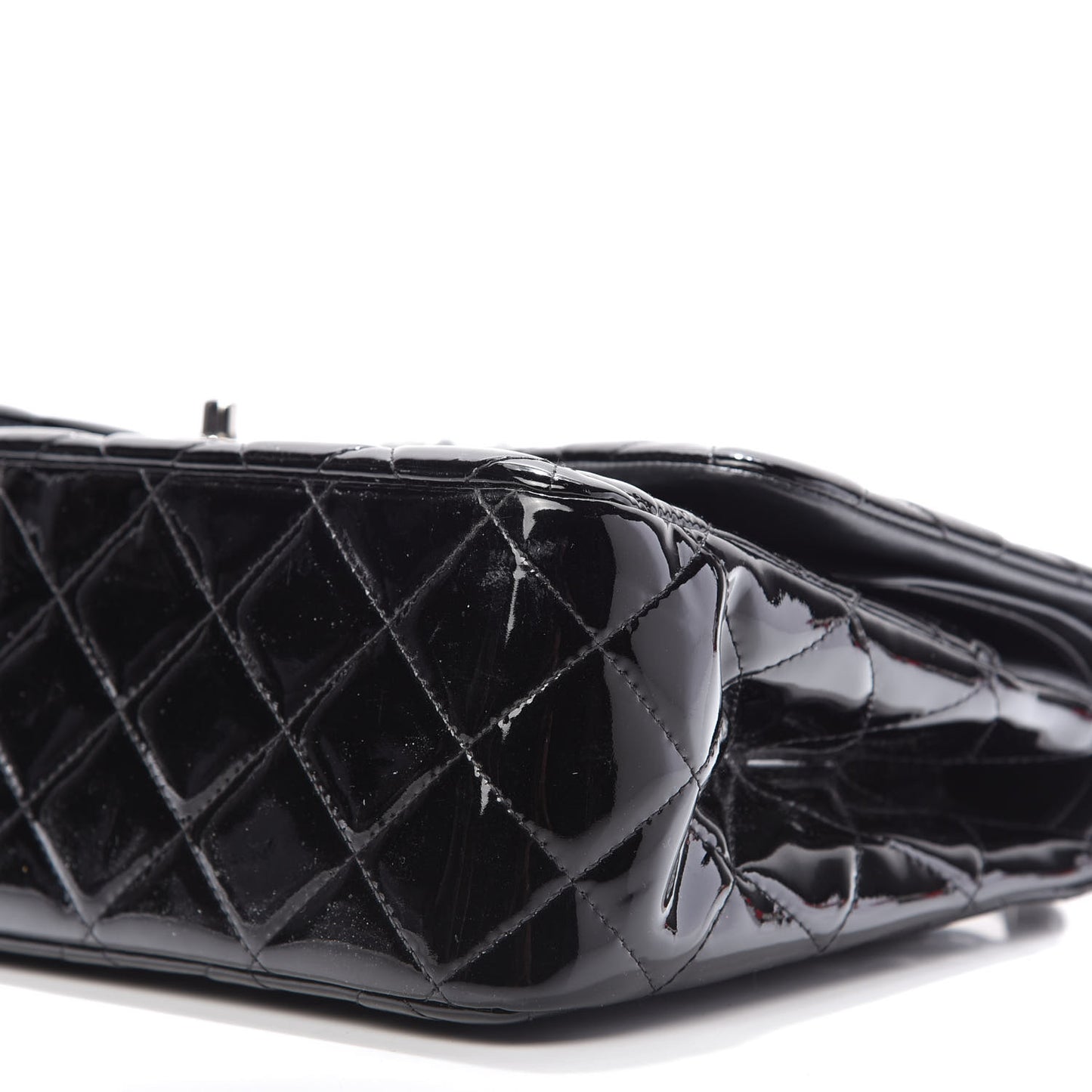 Patent Quilted Jumbo Double Flap Black