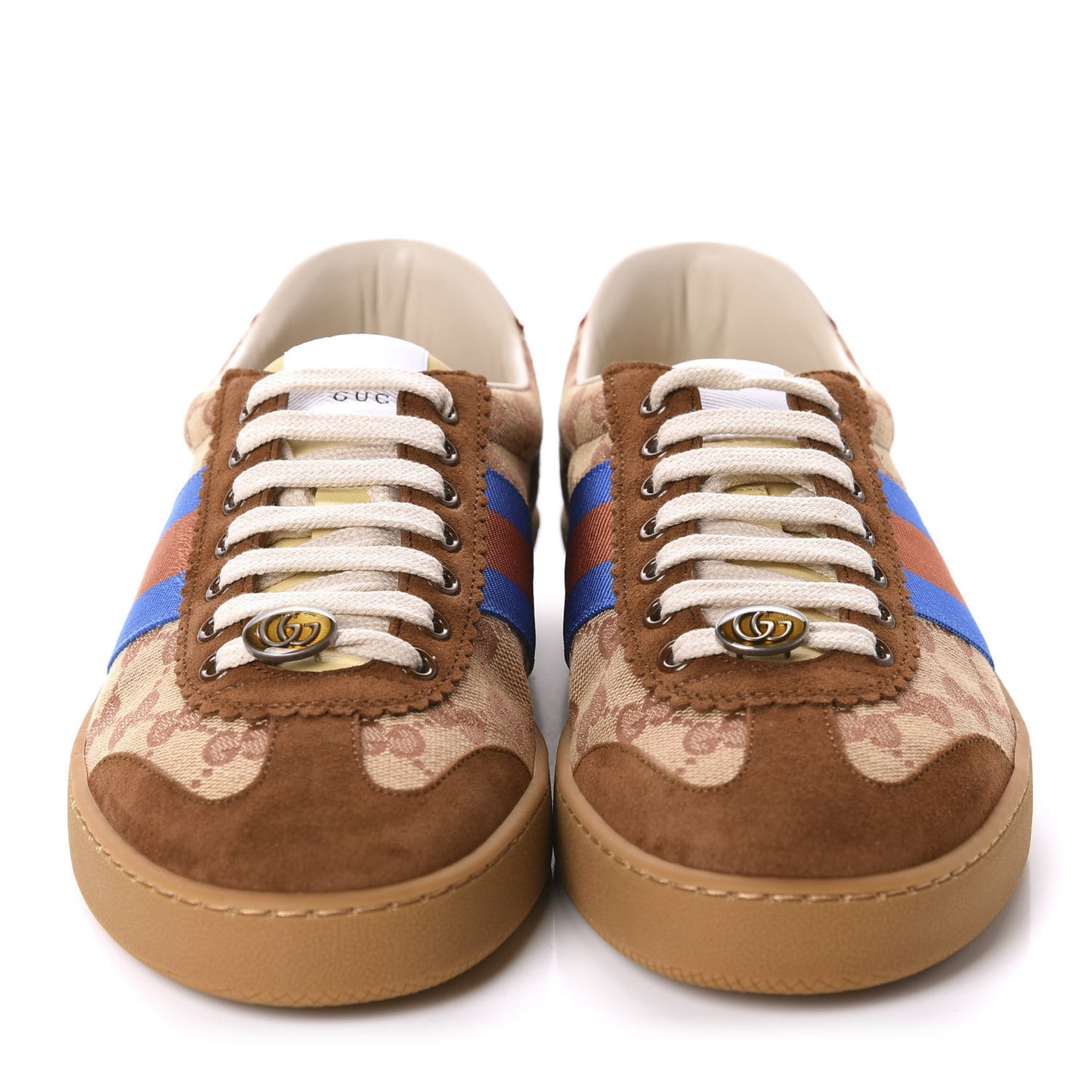GG Monogram Suede Web Mens G74 Sneakers 8.5 Beige Ruggine Cuir