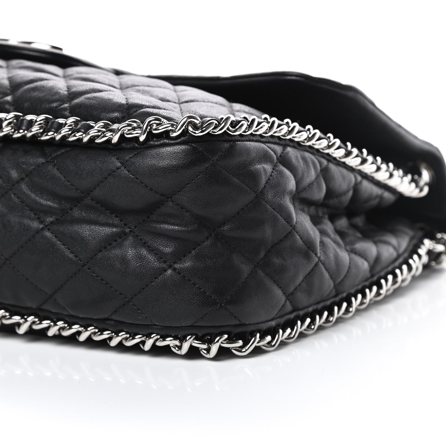 Chanel Washed Lambskin Quilted Maxi Chain Around Flap Black 10 of 11