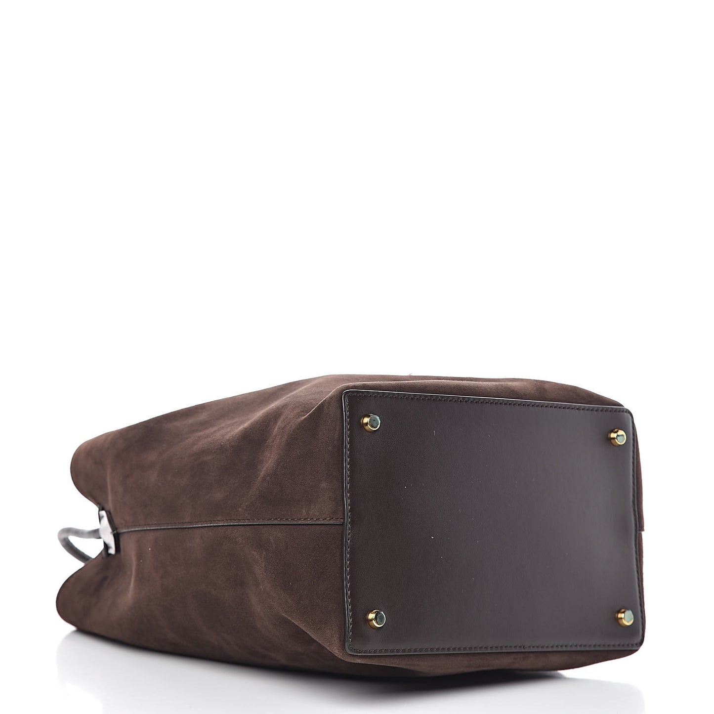 Suede Medium Double Tassel Bucket Bag Dark Brown