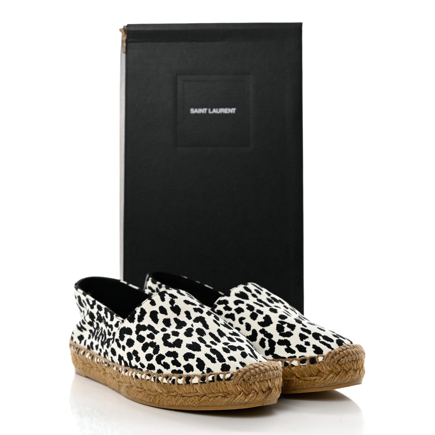 Saint Laurent Canvas Leopard Print Espadrilles 36 Latte Black 10 of 10