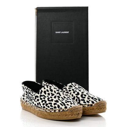 Saint Laurent Canvas Leopard Print Espadrilles 36 Latte Black 10 of 10