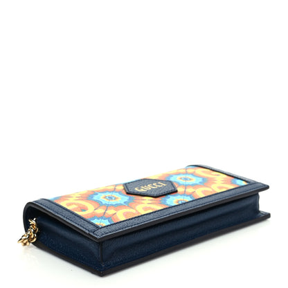 Gucci GG Supreme Kaleidoscope Calfskin Script Logo Gucci 100 Chain Wallet Blue Orange Multicolor Blue Agata 3 of 7