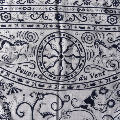 Hermes Cashmere Silk Peuple Du Vent Shawl 140 Gris Chine Marine 3 of 4