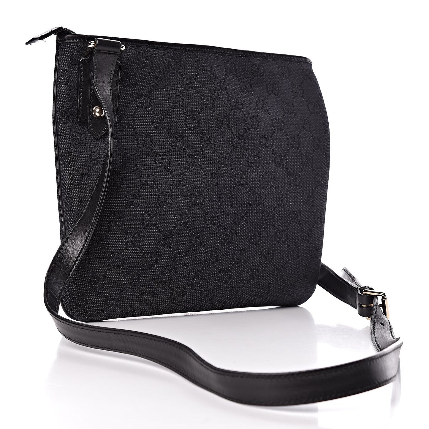Monogram Flat Messenger Bag Black