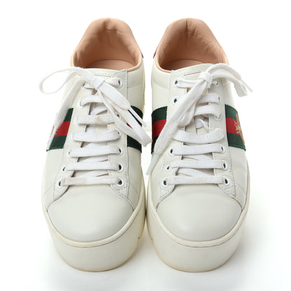 Gucci Calfskin Web Bee Embroidered Womens Ace Platform Sneakers 36 White 5 of 10