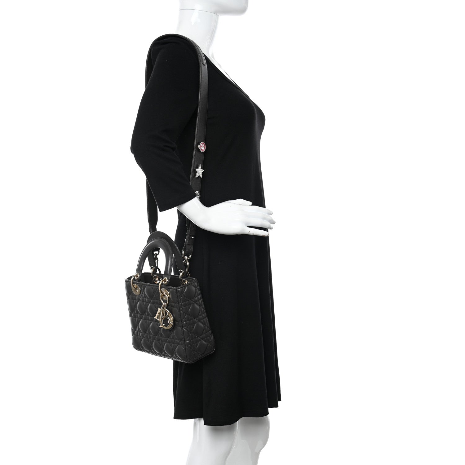 Christian Dior Lambskin Cannage Small Lucky Badges My Lady Dior Dark Grey 2 of 11