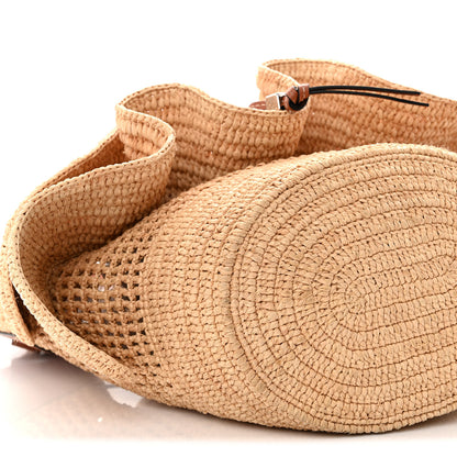 Loewe Raffia Calfskin Paulas Ibiza Balloon Ruffle Basket Tote Bag Natural Tan 8 of 10