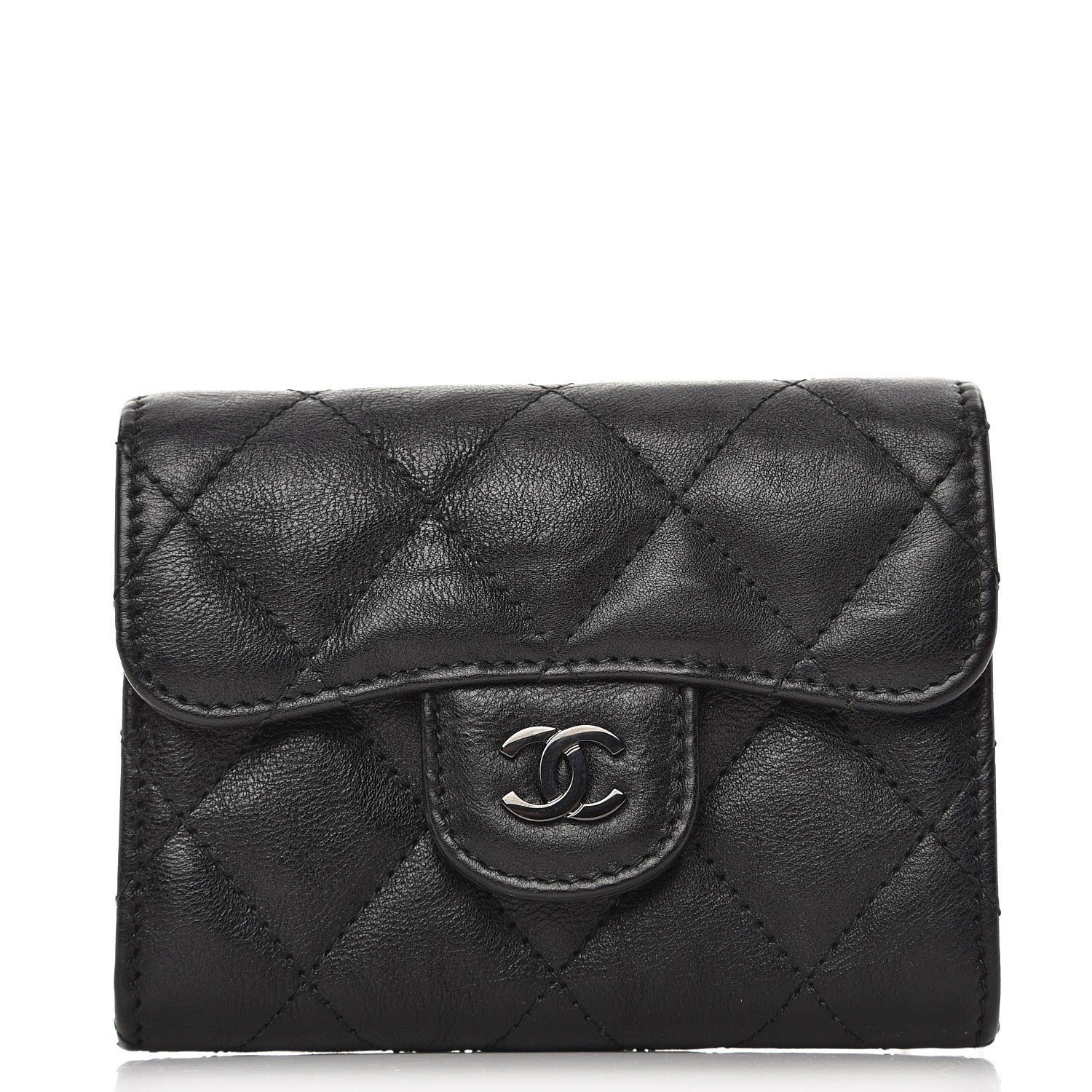 Chanel Crumpled Calfskin Quilted Card Holder So Black 1 of 9