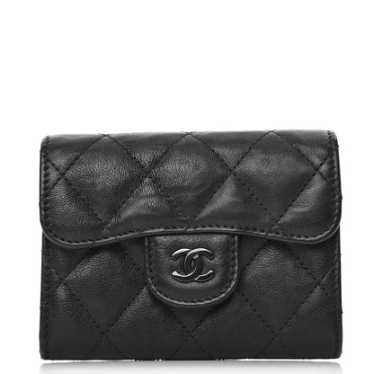 Chanel Crumpled Calfskin Quilted Card Holder So Black 1 of 9