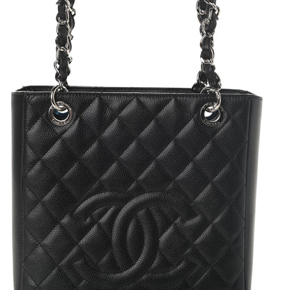 Chanel Caviar Quilted Petit Shopping Tote PST Black 5 of 10