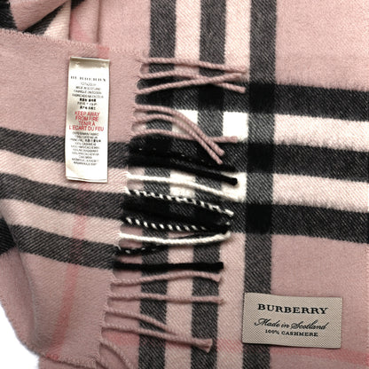 Burberry Cashmere Giant Heritage Check Fringe Scarf Ash Rose 4 of 4