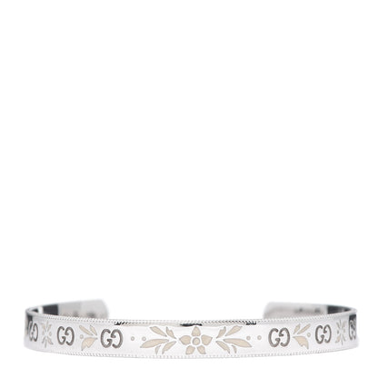 Gucci 18K White Gold Enamel Icon Blooms Cuff Bracelet 1 of 7