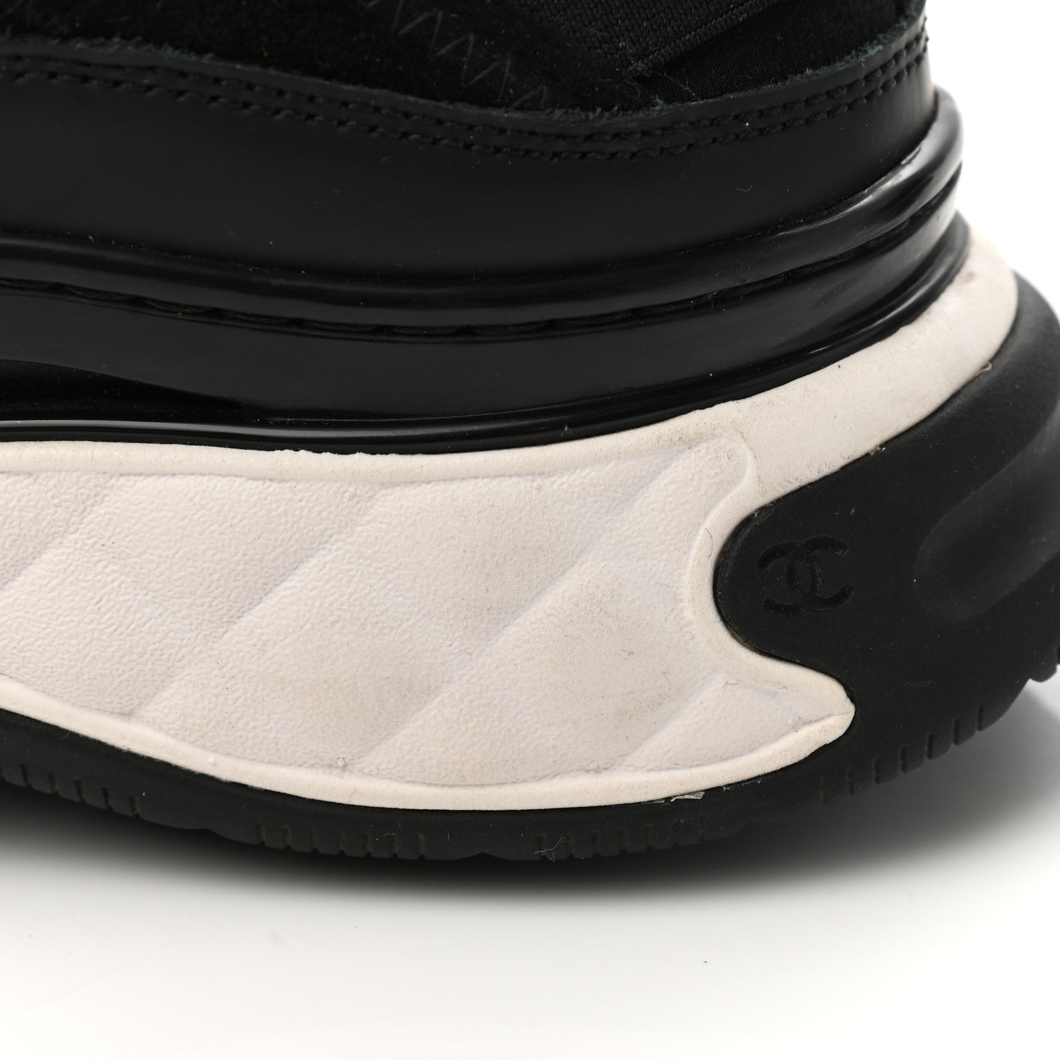 Chanel Velvet Calfskin Mixed Fibers CC Sneakers 38 Black 10 of 14